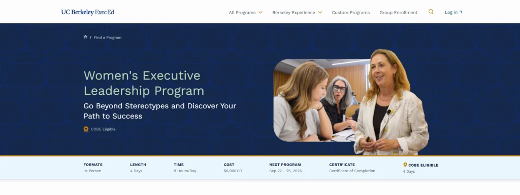Women's Executive Leadership Program overview